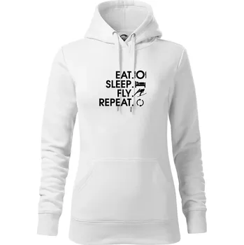 Dámská mikina Eat sleep fly repeat - skoky na lyžích - Mikina dámská Cape s kapucí - 2XL ( Bílá )