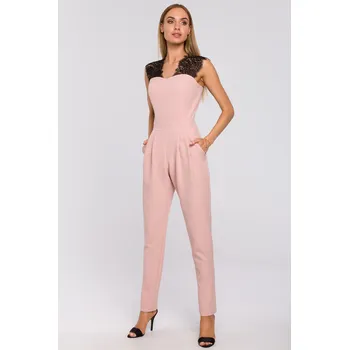 Podprsenka VÝPRODEJ: DÁMSKÝ ELEGANTNÍ KOMBINEZON S KRAJKOU RŮŽOVÝ VEL. 40 L