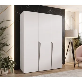 Šatní skříň Elegantní šatní skříň 150 cm SORAYA 1 - bílá / kašmírové úchyty