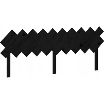 Čelo postele, černé, 196x3x80,5 cm, masivní borovicové dřevo