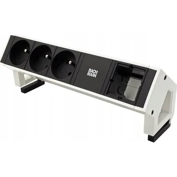 Elektrická zásuvka BACHMANN Systém DESK 2,3x zásuvka CZ,1x volné,bílý+ černé moduly (902.204)