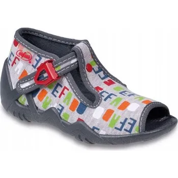 Chlapecké bačkory Befado dětské papuče na suchý zip šedé, velikost 20