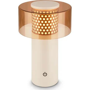 Lampička BRILONER Gila stolní lampa - 2,6W, 200lm, bezdrátová, LED, IP44, dotykový vypínač, stmívatelná, kávová/světlešedá 7669014