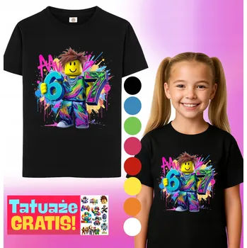 Chlapecké tričko Dětské tričko Roblox Six Seven 67 T-Shirt M 140 Cm A3 + TETOVÁNÍ DÁREK