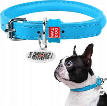 Obojek pro psa Kožený obojek pro psa WAUDOG Glamour, modrý, velikost XXS, 17-20 cm, 6 mm