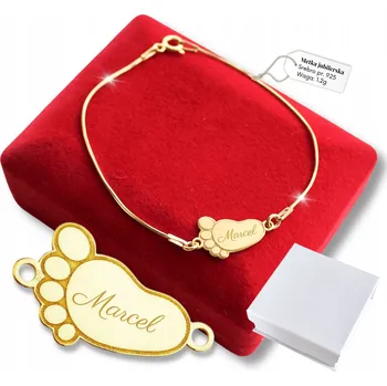 Náramek Zlatý náramek 925 GRAVÍROVÁNÍ Otisk nožičky Dárek pro maminku