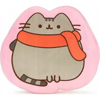 Polštář POLŠTÁŘ KOČKA PUSHEEN S ORANŽOVOU ŠÁLOU, RŮŽOVÝ