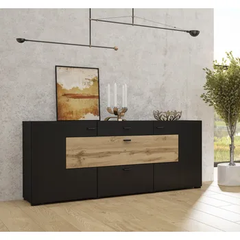 Komoda CASARREDO ANDY dvoudveřová komoda 2D2S1V, černý Onyx/dub Wotan