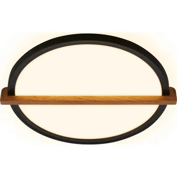 BRILONER Remsa LED stropní svítidlo, dekor dřeva, přímé a nepřímé osvětlení, oválné 31,5x29 cm, černá/dřevo 3844015