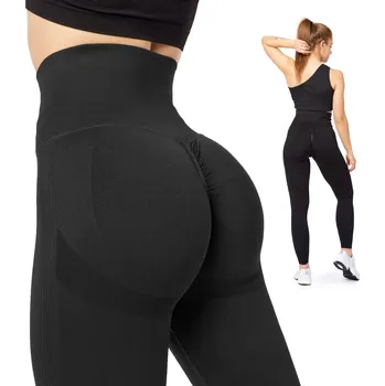 Dámské legíny Push Up legíny s vysokým pasem bezešvé Sport Fitness BLV50-255 Černé XXL