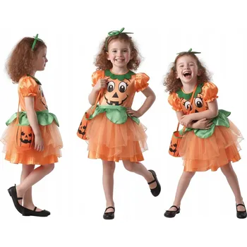 Karnevalový kostým Dětská sada s motivem dýně ( šaty , čelenka, kabelka), vel 92/104 cm
