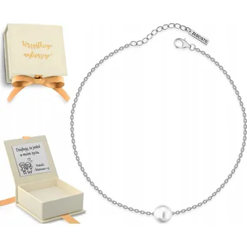 Náramek Stříbrný náramek s perlou kuličkou, řetízek na ruku, perla stříbro 925