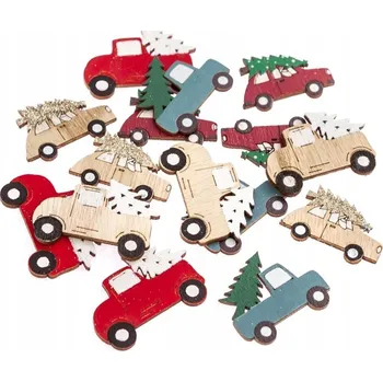 Obraz Dekorace Pro Scrapbooking dřevěné AUTKA s vánočním stromkem decoupage multi