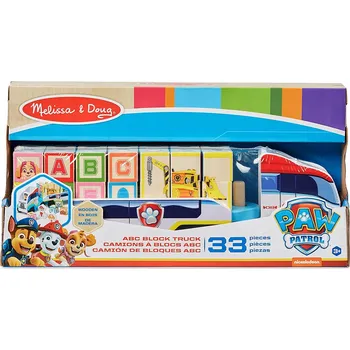 Dřevěná hračka Náklaďák s kostkami ABC Melissa & Doug ABC Block Truck Tlapková patrola 33272