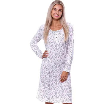Dámská noční košile Bílá růžová i šedá noční košilka pro plnoštíhlou ženy či dívky květinový celovzor 1C3697 bílá xl