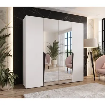 Šatní skříň Čtyřdveřová šatní skříň 200 cm SORAYA 2 - bílá / černé úchyty