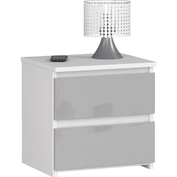 Noční stolek CASARREDO Designový noční stolek CALIN40, bílý / metalický lesk