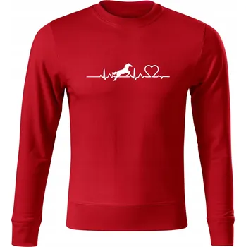 Pánská mikina Mikina bez kapuce K99 LINIE ŽIVOTA KŮŇ červená vel S