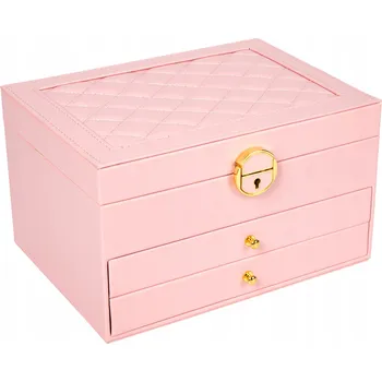 Šperkovnice KUFŘÍK ŠPERKOVNICE NA BIŽUTERII ORGANIZÉR ELEGANTNÍ UZAMYKATELNÝ BESTIF