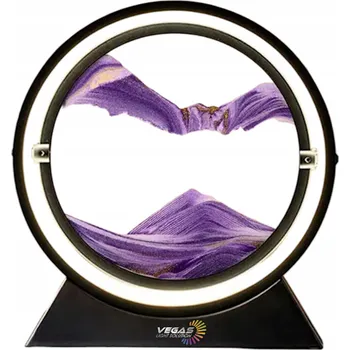 Lampička Elegantní LED lampa s tekutým pískem, fialová, nabíjení přes USB