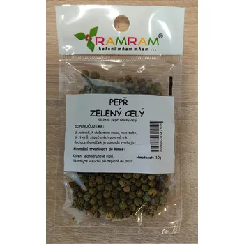 Koření Pepř zelený celý 10 g Ramram