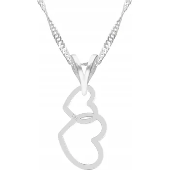 Náhrdelník Stříbrný Náhrdelník s Dvojitými Srdíčky Dvě Srdce Srdíčka STŘÍBRO 925
