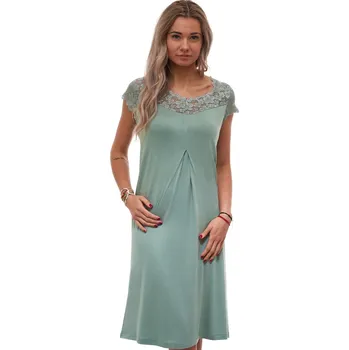 Dámské noční prádlo Dámská hedvábně jemná a pružná noční košilka kovově zelená pro plnoštíhlé 1D1656 zelená 3xl