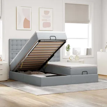 Postel vidaXL Osmanský rám postele s matrací 180x200cm textil [3314588] Barva: světle šedá