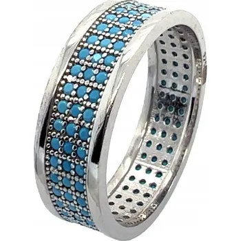 Prsten STŘÍBRNÝ PRSTEN PRSTÝNEK OSÁZENÝ MODRÝMI TYRKYSY RYZOST 925