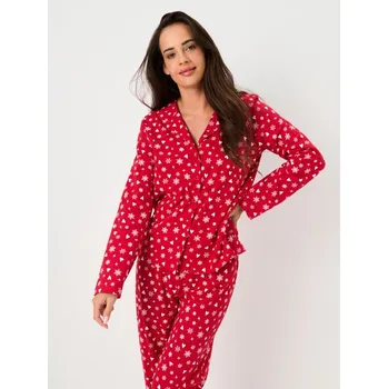 Dámské pyžamo Sinsay - Vánoční dvoudílné pyžamo s potiskem srdcí a sněhových vloček - červená - 200GF-33X - 200GF-33X-L
