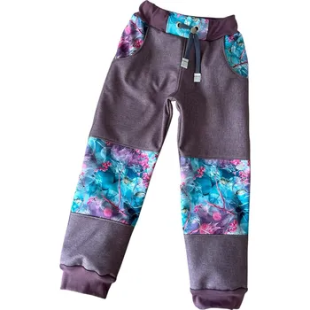 Chlapecké kalhoty Natuty Softshellové kalhoty (jarní softshell) - Starorůžový melír, jeřabiny Velikost: 116