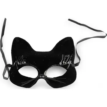 Karnevalová maska Stoklasa Karnevalová maska - škraboška sametová s glitry kočka Stříbrná