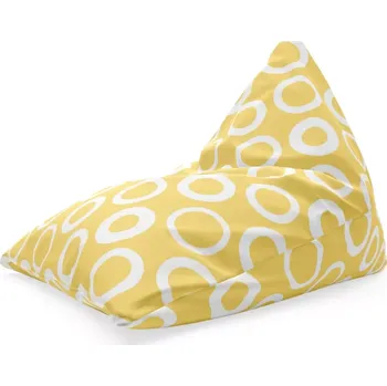 Sedací pytel Sablio Sedací vak Triangl Bílé kruhy na žluté: 120 x 100 x 100 cm