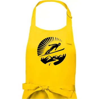 Kuchyňská zástěra Skokan černý v kruhu - Dámská zástěra na vaření - Univerzální velikost ( Žlutá )