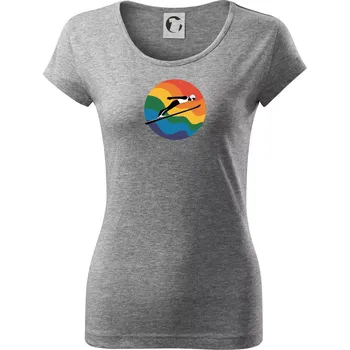 Dámské tričko Skokan na lyžích v kruhu - Dámské triko Pure - S ( Tmavě šedý melír )