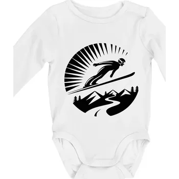 Kojenecký body Skokan černý v kruhu - Body kojenecké s dlouhým rukávem - Dlouhý r. do 3 měs ( Bílá )