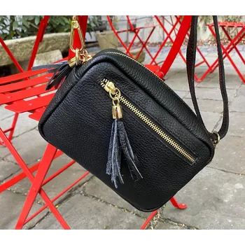 Kabelka Leather Country Dámská kožená crossbody kabelka LC9461200 - černá