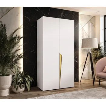 Šatní skříň Šatní skříň 100 cm SORAYA 1 - bílá / zlatý úchyt