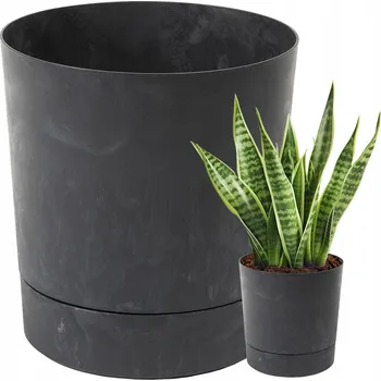 Květináč KVĚTINÁČ OBAL KVĚTINÁČ PODSTAVEC černý beton 22,5x23,6 cm