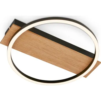 BRILONER Kada LED stropní svítidlo, dekor dřeva, teple bílé světlo, oválné 34x30 cm, černá/dřevo 3908014