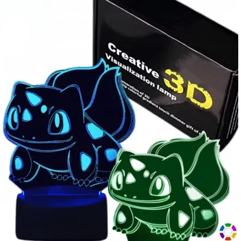 Lampička Noční Lampa Led Pokémon Bulbosaur 3D Sada na dálkové ovládání USB Psací stůl dárek