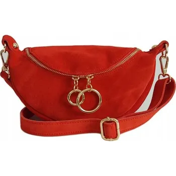 Kabelka Vera Pelle kabelka kožená kabelka přes rameno z pravé kůže červená