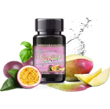 Doplněk stravy Kolagen - Collagen CANDY + vit. C + kys. hyaluronovou s příchutí Mango - Marakuja 120 tbl. BIO-DETOX
