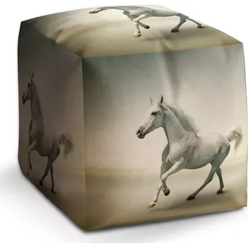 Taburet Sablio Taburet Cube Bílý kůň 2: 40x40x40 cm