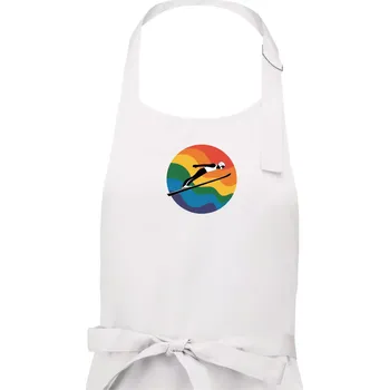 Kuchyňská zástěra Skokan na lyžích v kruhu - Pánská zástěra na vaření - Univerzální velikost ( Bílá )