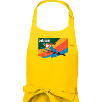 Kuchyňská zástěra Letííím Skokan na lyžích - Pánská zástěra na vaření - Univerzální velikost ( Žlutá )
