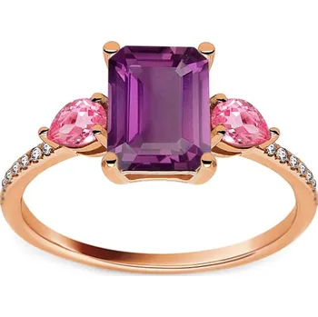 Prsten Romantický prsten s ametystem a safírem 2,75 ct DIHU079R + dárkové balení LUXUS zdarma