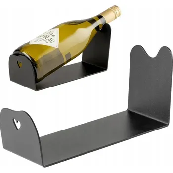 Obraz Metalowy stojak na wino z serduszkiem - černý