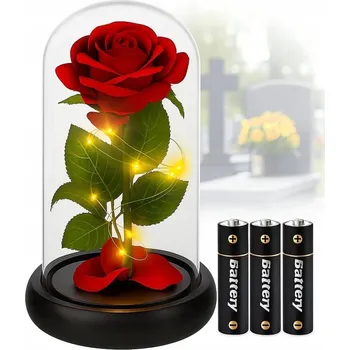 Svíčka HŘBITOVNÍ SVÍČKA NA HROB VĚČNÁ RŮŽE VE SKLE NA BATERIE JAKO HŘBITOVNÍ SVÍČKA NOVINKA