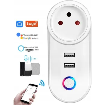 Elektrická zásuvka Chytrá zásuvka Inteligentní zástrčka 2xUSB - Tuya Google Home Alexa Časovač